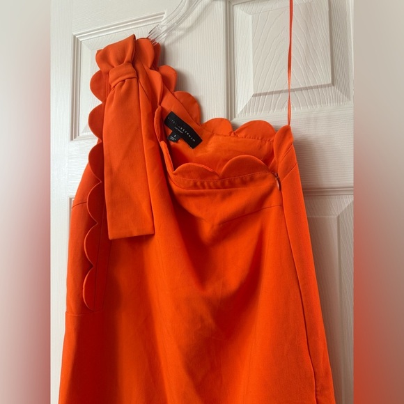 Victoria Beckham for Target Orange One Shoulder Ruffle Scalloped Dress Small S - Picture 3 of 4